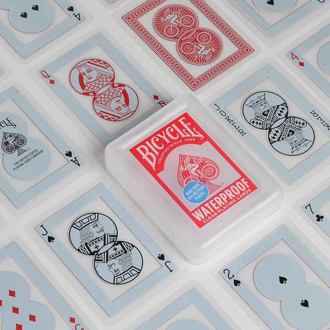 Bicycle Waterproof Playing Cards, Red Plastic Deck of Cards, Durable Plastic Cards for Pool, Beach, Camping & Party Games