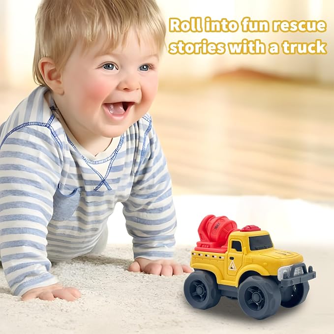 Aigitoy Toddler Car Toys for Boy Girl 1-3 Year Old, Yellow Mixter Truck, BPA Free, Phthalates Free, PVC, Recycled Plastic, Toddlers Toy for Fine Motor Skills, for Boys Girls