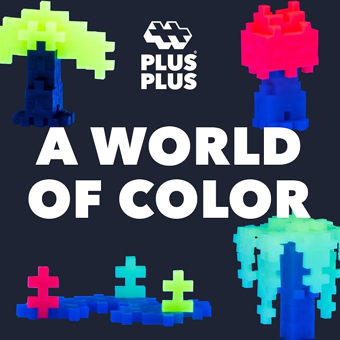 PLUS PLUS Glow in the Dark Mix Tube - Mini Interlocking Building Blocks Set, Stem Toys for Kids - Sensory Bin Fillers/Math Manipulatives Classroom Must Haves Gifts for Boys & Girls