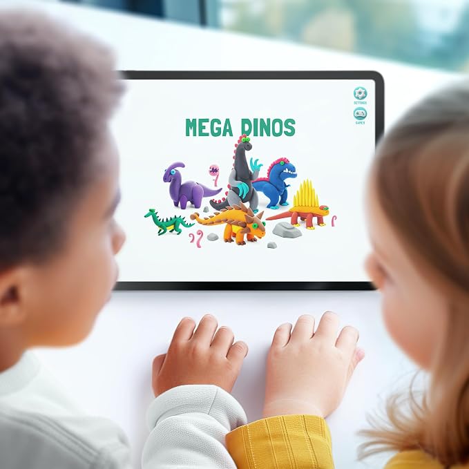 HEY CLAY Set - Colourful Modeling Air Dry Clay Kit for Kids 15 cans and Sculpting Tools with Fun Interactive Instructions App - Children 3+ (Mega Dinos)