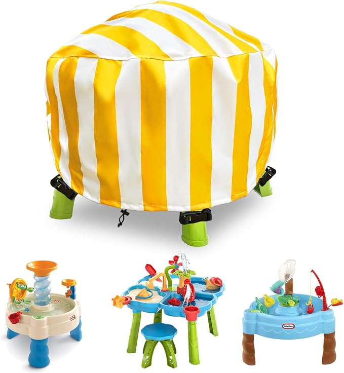 Water Table Cover Spiralin' Seas Waterpark Play Outdoor Sand Water Table Cover 34X34X18 inch-Yellow