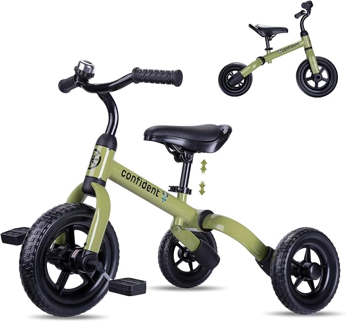 YGJT 3 in 1 Tricycle for Toddlers Age 2-5 Years Old, Folding Kids Balance Bike with Adjustable Seat and Removable Pedal, Toddler Bike Ride-on Toys for Infant, Gifts for Baby Boys Girls