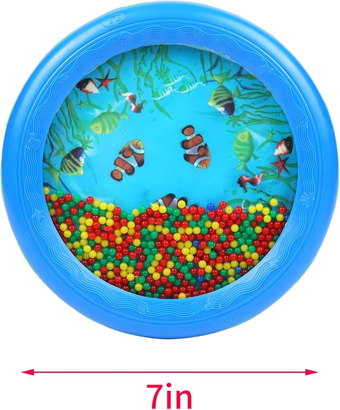 Musfunny Ocean Drum Wave Bead Drums Gentle Sea Sound Music Gift Musical Educational Sea Sound Drum Tool for Kid Child Baby (Blue)