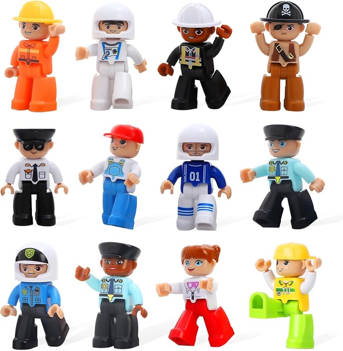 Mruikeny Large Magnetic Figures, 3 Inches Community Figures Set, 12 Pieces Magnetic Play People Magnet Building Toys for Kids Ages 3 4 5 6 7 8+, STEM Learning Toys Magnet Tiles Expansion