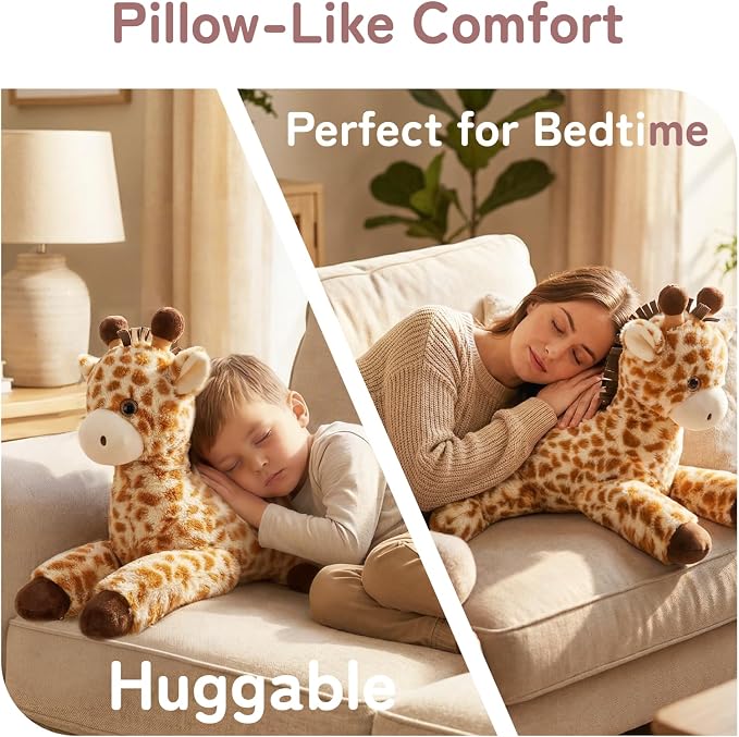 Niuniu Daddy Weighted Stuffed Animal for Kids & Adults, Large Plush Toy with Soft Fur, Weighted Plushies Pillow for Sensory Calm, Huggable Gift for Everyday Comfort, Giraffe, 20 inch, 3.3 lbs