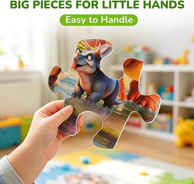 BenBen Floor Puzzles for Kids Ages 4–6, 48 Piece Jumbo 2 x 3 Ft Prehistoric Dino Jigsaw Puzzle, Large Dinosaur Floor Puzzle with Big Pieces, Educational Toy Gift for Boys & Girls