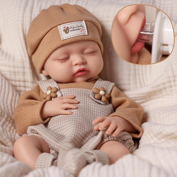 BABESIDE 16 Inch Silicone Baby Doll Weighted 4 Pounds,[NOT Vinyl] Realistic Baby Doll Girl Lifelike Reborn Baby Dolls Silicone Full Body Gift with Accessories for Kids 3+ & Collectors