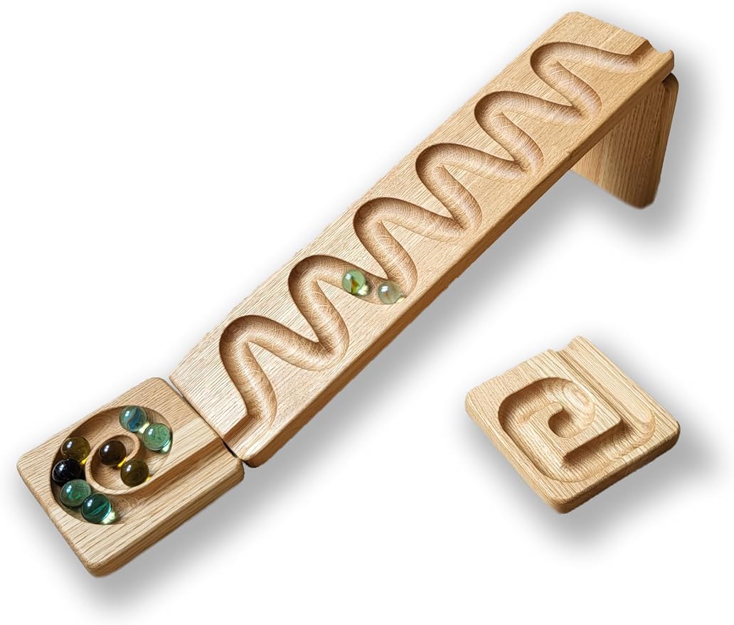 Marble Run Race Track Wooden Maze Board Ball Run Marble Course Gift for Kids Winding Track Roller (Waterfall)