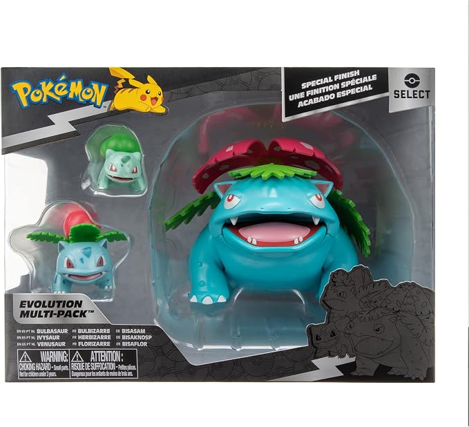 Pokémon Select Evolution 3 Pack - Features 2-Inch Bulbasaur, 3-Inch Ivysaur and 12-Inch Venusaur Battle Figures