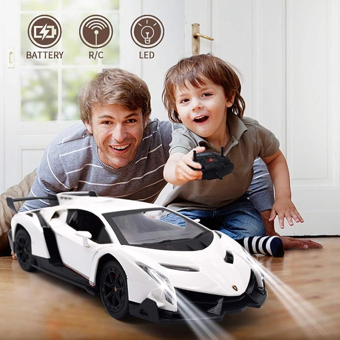 Remote Control RC CAR Racing Cars Compatible with Lamborghini Veneno Officially Licensed 1:24 Toy RC Cars Model Vehicle for Boys 6,7,8 Years Old,White