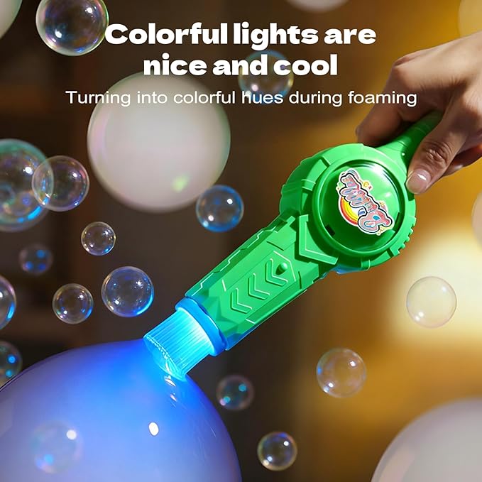 Fog Bubble Machine, Rechargeable Automatic Electric Smoke Bubble Machine, Magic Interactive Fog Bubble Maker with Smoke, Colorful Lights & Music, Bubble Fog Game for Parties Gift (Green)