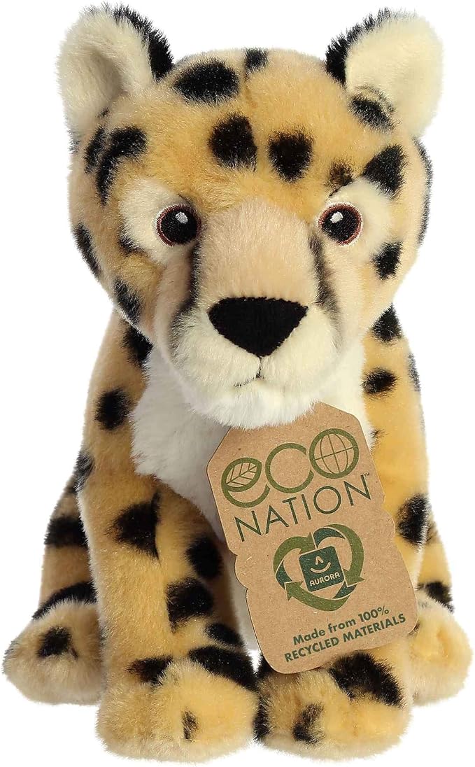Aurora® Responsibly Made Eco Nation™ Cheetah Stuffed Animal - Ideal for Playtime Adventures - Perfect for Birthdays or Just Because - Gold 8 Inches