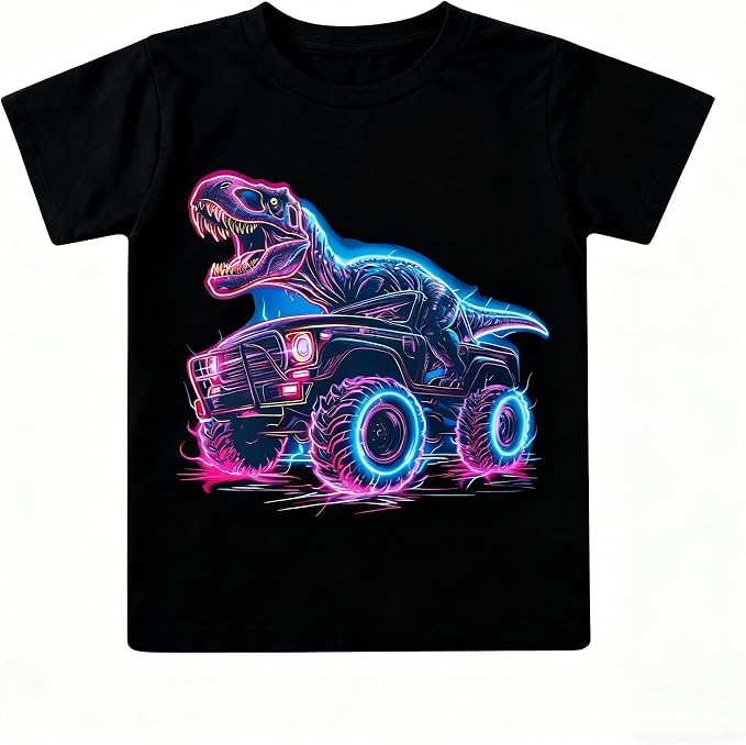 Lovekider Cotton Shirt for 3-6T Boys Truck Dinosaur Toddler Kids T-Shirt Short Sleeve Excavator Construction T-Rex Tee Shirts