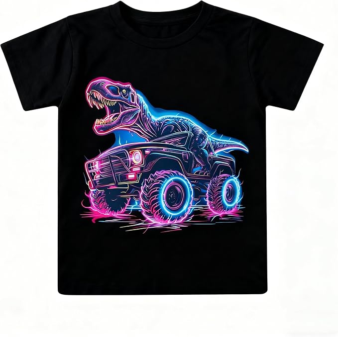Lovekider Cotton Shirt for 3-6T Boys Truck Dinosaur Toddler Kids T-Shirt Short Sleeve Excavator Construction T-Rex Tee Shirts
