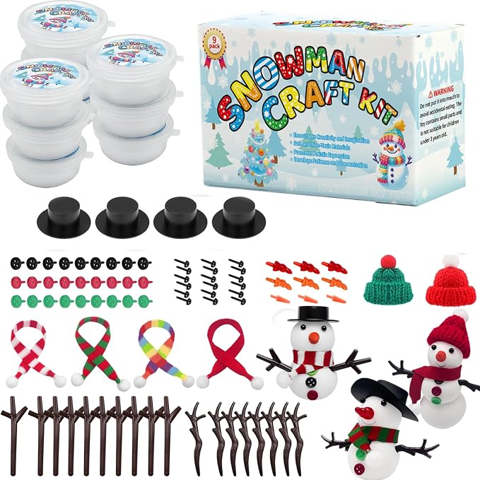 YIXIPAZH Christmas Snowman Crafts Sets，Build a Snowman Crafts Kit for Kids, Modeling Clay Christmas Snowman DIY Sets, Christmas Stocking Stuffers for Kids, Christmas Crafts Xmas Gift