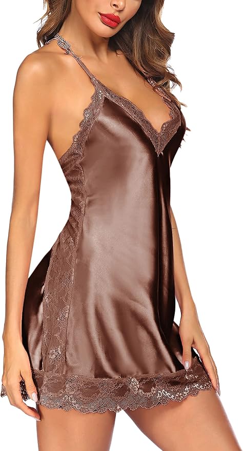 Avidlove Women Lingerie Satin Lace Chemise Nightgown Sexy Full Slips Sleepwear S-4XL