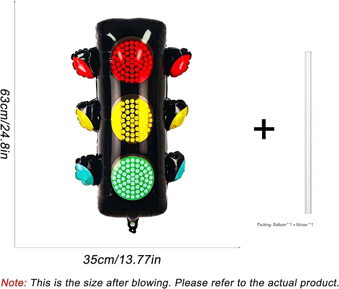 2PCS Traffic Light Balloon Red Green Lights Foil Balloon | For Race Car Theme Birthday Transportation Theme Birthday Baby Shower Party Decorations Supplies