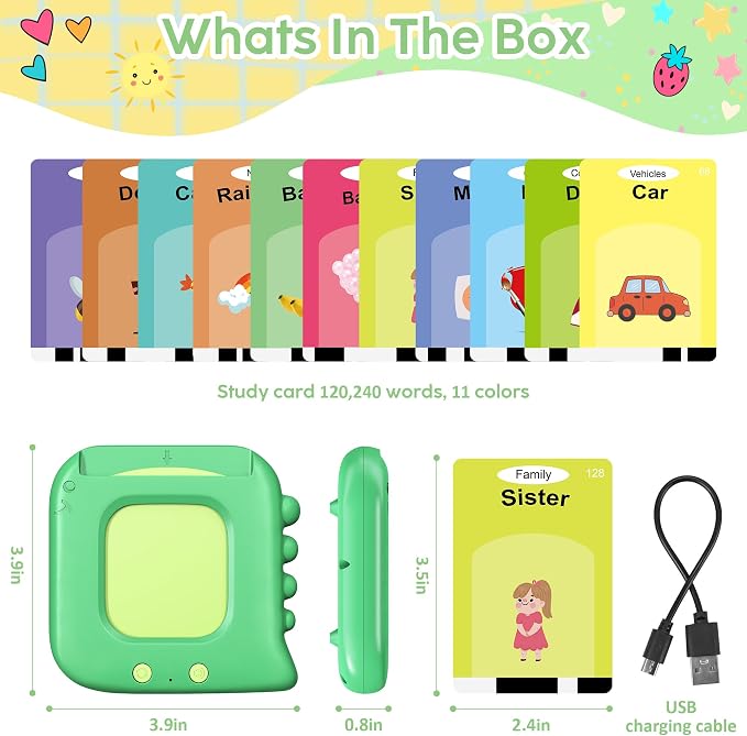 Talking Flash Cards,Kids Toddler Flash Cards with 240 Sight Words,Montessori Toys,Autism Sensory Toys,Speech Therapy Toys,Learning Educational Toys Gifts for Age 4 5 6 Years Old Boys and Girls