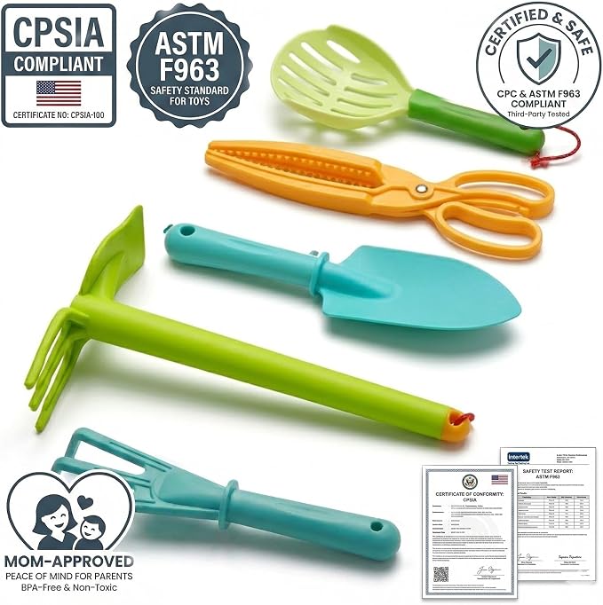 Sand Beach Toys for Kids, 5 PCS Beach Shovel Sifter Rake, Clip Tongs Set - Travel-Friendly Mesh Scooper for Shell Collecting, Outdoor Essentials Shark Tooth Sifter Dipper for Toddlers Boys Girls