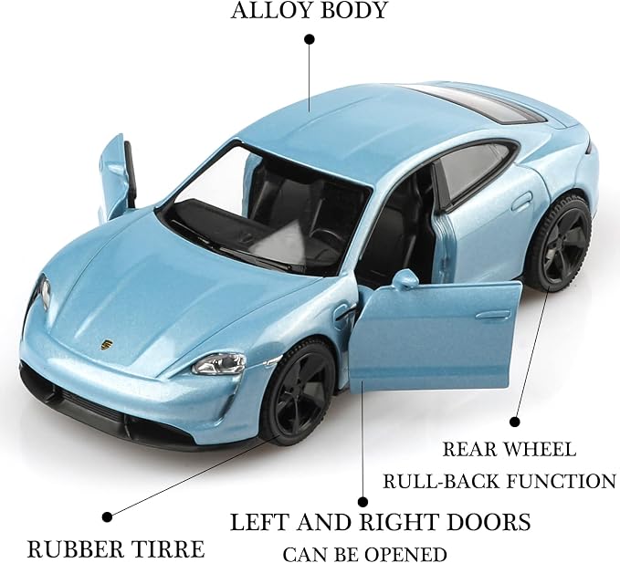 TOKAXI 1/36 Scale Porsche Taycan Turbo Diecast Car Models,Pull Back Vehicles Toy Cars,Cars Gifts for Boys Girls
