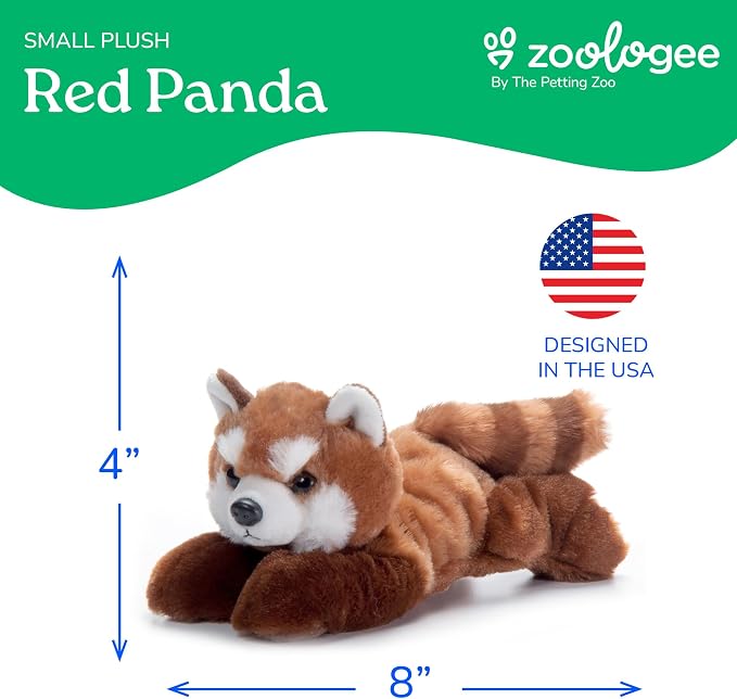 The Petting Zoo Red Panda Stuffed Animal Plushie, Gifts for Kids, Scoopz Wildlife Animals, Red Panda Plush Toy, 8 inches