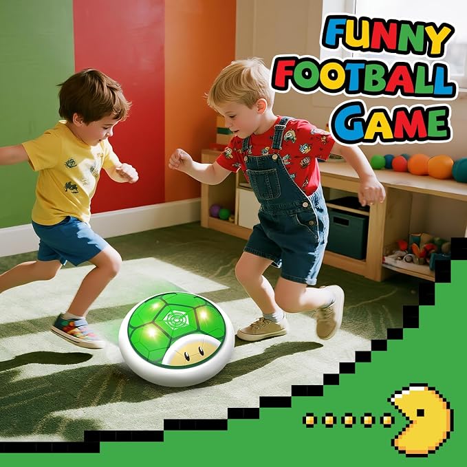 Soccer Toy for Boys 4-6, Hover Soccer Ball with LED Lights, Indoor Toy Games for Kids Age 6-8, 8-12, Kids Boy Birthday Gifts Toys Air Floating Soccer (Green)