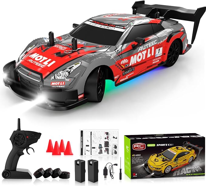 RC Drift Car 1/20 Scale 2.4GHz 4WD Remote Control Car with Led Lights 22KM/H High Speed Rechargeable Batteries Racing Sport Cars RC Cars for Kids Boys Girls Adults Gifts Birthday Christmas