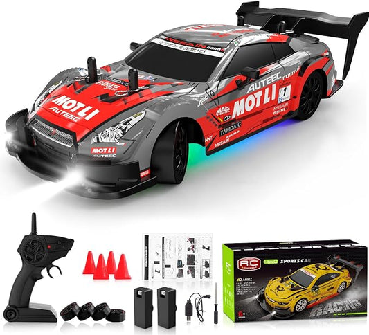 RC Drift Car 1/20 Scale 2.4GHz 4WD Remote Control Car with Led Lights 22KM/H High Speed Rechargeable Batteries Racing Sport Cars RC Cars for Kids Boys Girls Adults Gifts Birthday Christmas