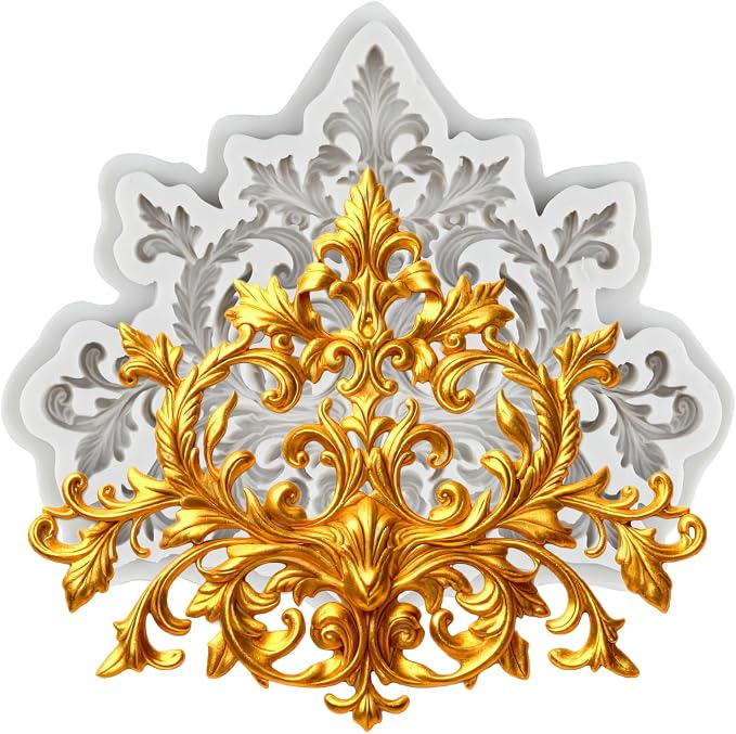 Baroque Relief Flower Lace Silicone Mold Curlicues Scroll Lace Polymer Clay Mold Vintage Filigree Molds for DIY Crafts Epoxy Resin Casting Air Dry Polymer Clay Plaster Jewelry Making