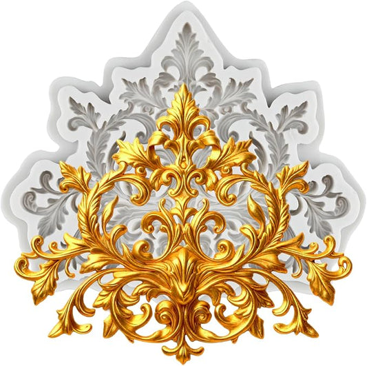 Baroque Relief Flower Lace Silicone Mold Curlicues Scroll Lace Polymer Clay Mold Vintage Filigree Molds for DIY Crafts Epoxy Resin Casting Air Dry Polymer Clay Plaster Jewelry Making
