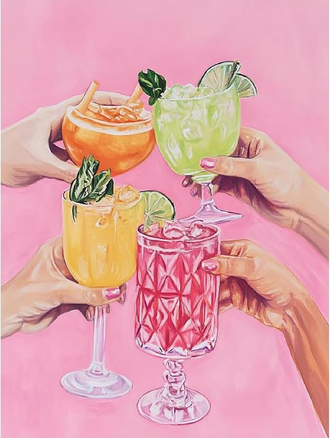 Paint by Numbers for Adults and Kids Beginner, Colorful Cocktails Painting by Number Kits On Canvas, Number Artist Paint by Number Kit DIY Oil Painting Acrylic Paints, Home Wall Decor Gift 12x16 inch