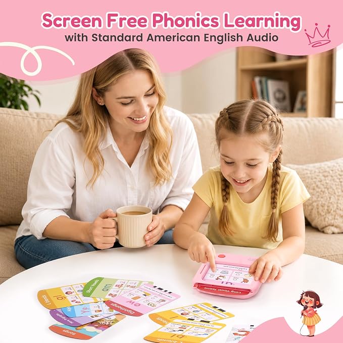 JoyCat Phonics Learning Tablet, Learn to Read with 156 Pages Talking Flash Cards, Digraphs CVC Blends Long Vowel Sounds Phonics Games, Progressive Educational Toy, Gift for Boys Girls Ages 3-8
