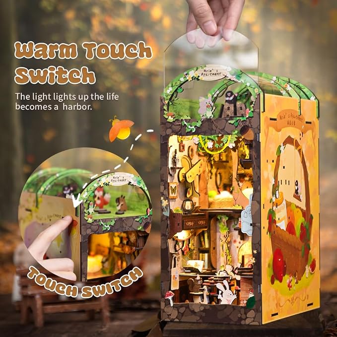 CUTEBEE Book Nook Kit, DIY Booknook Miniature House Tiny House 3D Wooden Puzzle Dollhouse Kit for Adults and Teens, Bookshelf Insert Decor, DIY Craft Gift Model Build