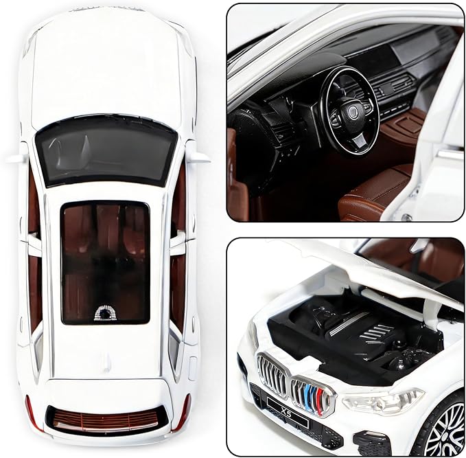 Toy Cars 1:32 Diecast Cars,Car Models with Light Sound and Pull Back,Car Toys Birthday Gifts for Boys and Boyfriends (White)