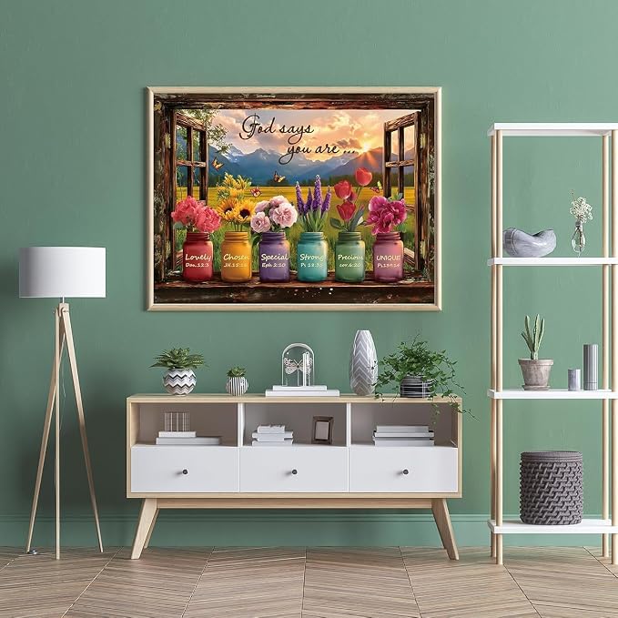 Paint by Numbers for Adults and Kids Beginner, Unframed Scenery and Flowers Painting by Number Kits On Canvas Number Artist Paint by Number Kit Oil Painting Acrylic Paints Home Wall Decor Gift 12x16In