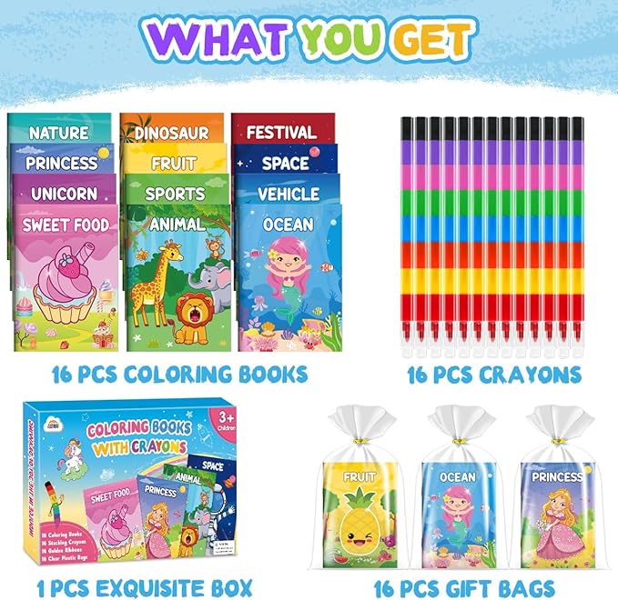 ZMLM 36 Pack Coloring Books for Kids with Crayons,Graduation Party Favors for Kids 4-8, Goodie Bags Stuffers for Toddlers, Classroom Prizes Birthday Return Gifts (Party)