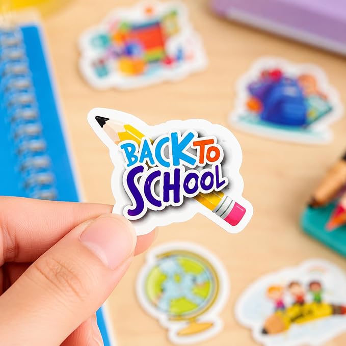 QTL Black to School Stickers for Students, Black to School Party Supplies, Waterproof Vinyl Stickers for Water Bottle Laptop, 60 Pcs