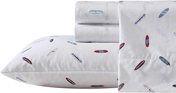 Nautica - King Sheets, Cotton Percale Bedding Set, Casual Home Decor (High Surf Navy, King)