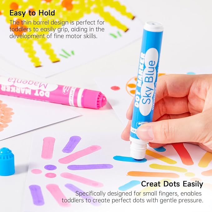 Shuttle Art 48 Pack Washable Dot Markers, 12 Assorted Colors with 6 Activity Books, Fun Art Supplies for Kids Toddlers, Non Toxic Water-Based Paint Daubers, 4 Sets x 12 Colors Dot Markers