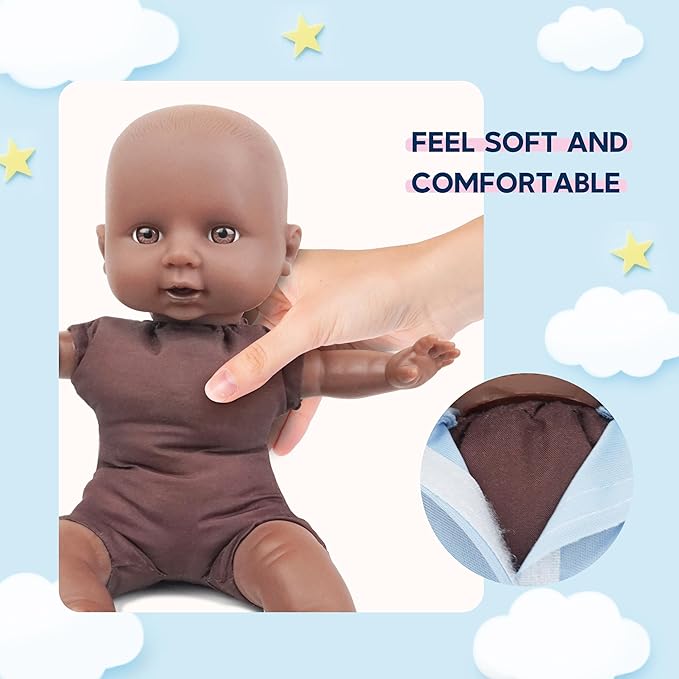 Toy Choi's Twin Baby Dolls 12 inch Soft Body Black and White Doll Set, Babydoll Playset with Rompers, Hat, Pacifier and Doll Bibs, Gifts Toys Toddlers Kids Boys and Girls | Blue Outfit Doll Set