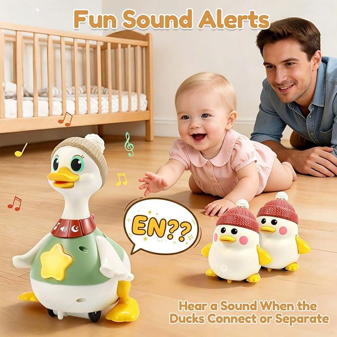 Baby Toys 6-12 Months: Musical Tummy Time Duck Toy for Infant Babies 6 7 8 9 10 12 18 Month Old Interactive Newborn Baby Crawling Toys for Christmas Gift Stocking Stuffers for Boy Girl 1 Year Old