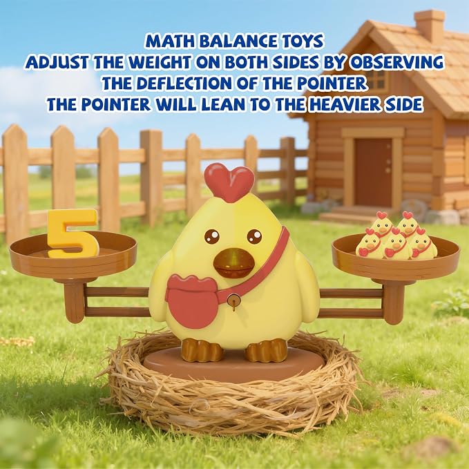 Snugzy Chicken Balance Counting Toys, Number Counting Scale Games for Kids Cool Math Learning Games for Boys and Girls Preschool Kindergarten Learning STEM Montessori Educational Toys for 3+