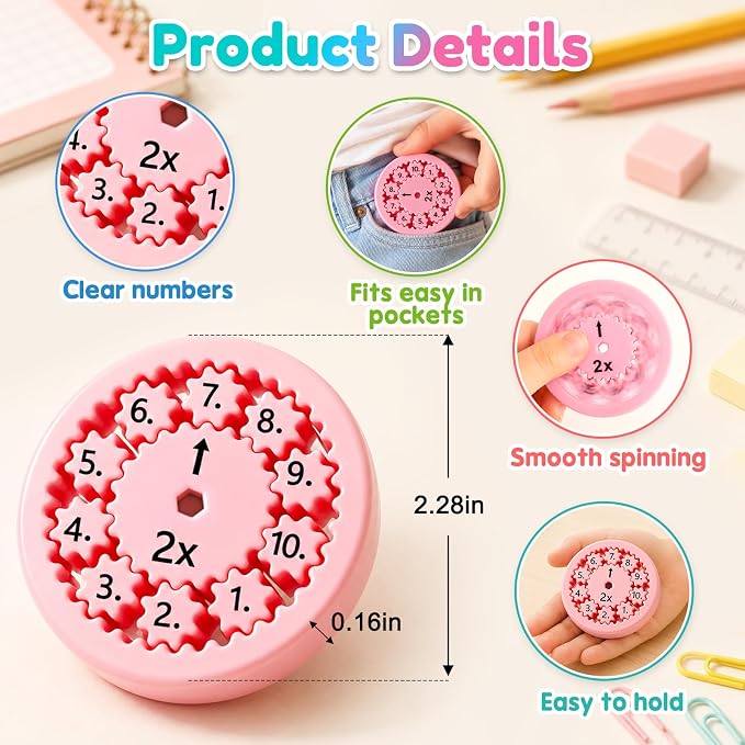 9 Pcs Math Fidget Spinners, Multiplication & Division Learning Toys for Kids, Hands-On Math Manipulatives Games for 3rd 4th Grade Classroom Must Haves, Teacher Supplies, Home School & Travel Prizes