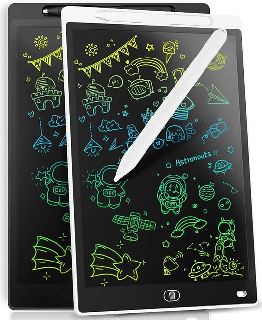 [2 Pack] Genialba LCD Writing Tablet 8.5-Inch Colorful Doodle Board, Toddler Learning Educational Toys Gifts for 3-8 Years Old Girls and Boys, Electronic Drawing Pad for Kids (Black&White)
