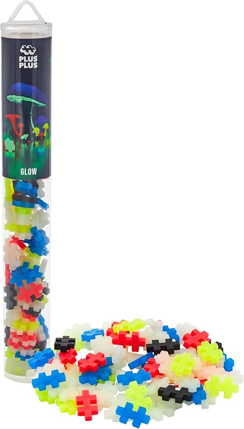 PLUS PLUS Glow in the Dark Mix Tube - Mini Interlocking Building Blocks Set, Stem Toys for Kids - Sensory Bin Fillers/Math Manipulatives Classroom Must Haves Gifts for Boys & Girls