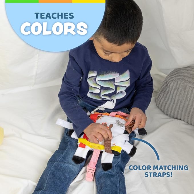 Buckle Toys Bessie Cow Learning Activity Toddler Toy | Plane Travel Essential, Develop Motor Skills, Problem Solving