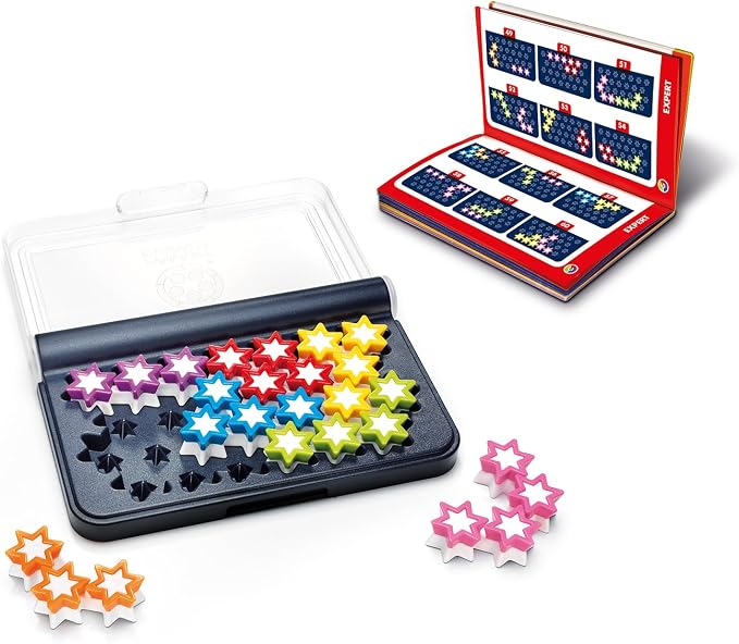 SmartGames IQ Stars, The Entry-Level IQ Game, a Travel Game for Kids and Adults, Skill-Building Brain Game - Brain Teaser for Ages 6 & Up, 120 Challenges in a Travel-Friendly Case.
