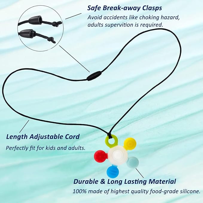 Chewy Necklace Sensory, Seeway Silicone Chew Necklace for Sensory Kids, Adjustable Length Autism Chew Toys for Anxiety ADHD SPD or Other Sensory Needs Boys and Girls 【2 Pack】