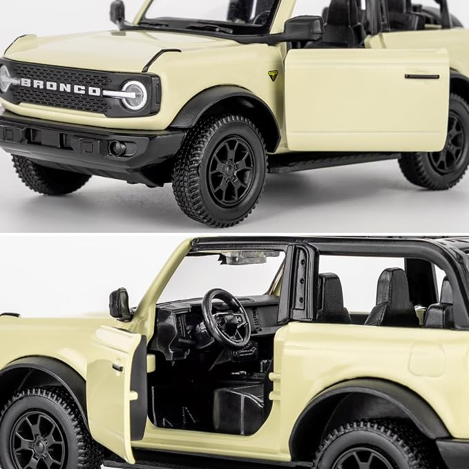 Ford Bronco Badlands 2dr Car Model, 1:36 Diecast Ford Toy Cars, Collectible Pull Back Car Gift for Kids Boys Girls(Off White)
