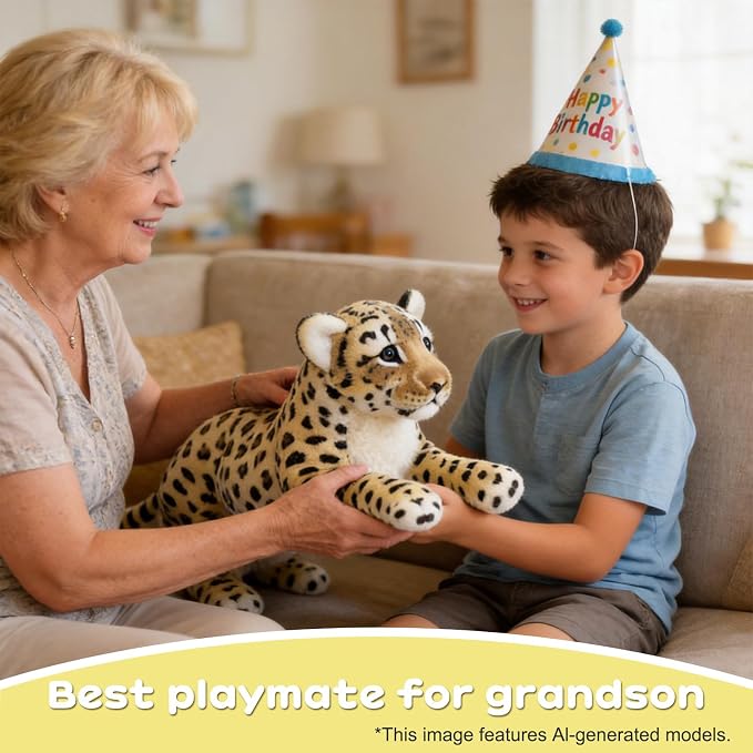 Cheetah Stuffed Animal 23.6" Large Leopard Stuffed Animal Cheetah Stuffy Big Leopard Plush Toys Cute Realistic Stuffed Animals Jaguar Plush Birthday Graduation Gift for Girls Boys